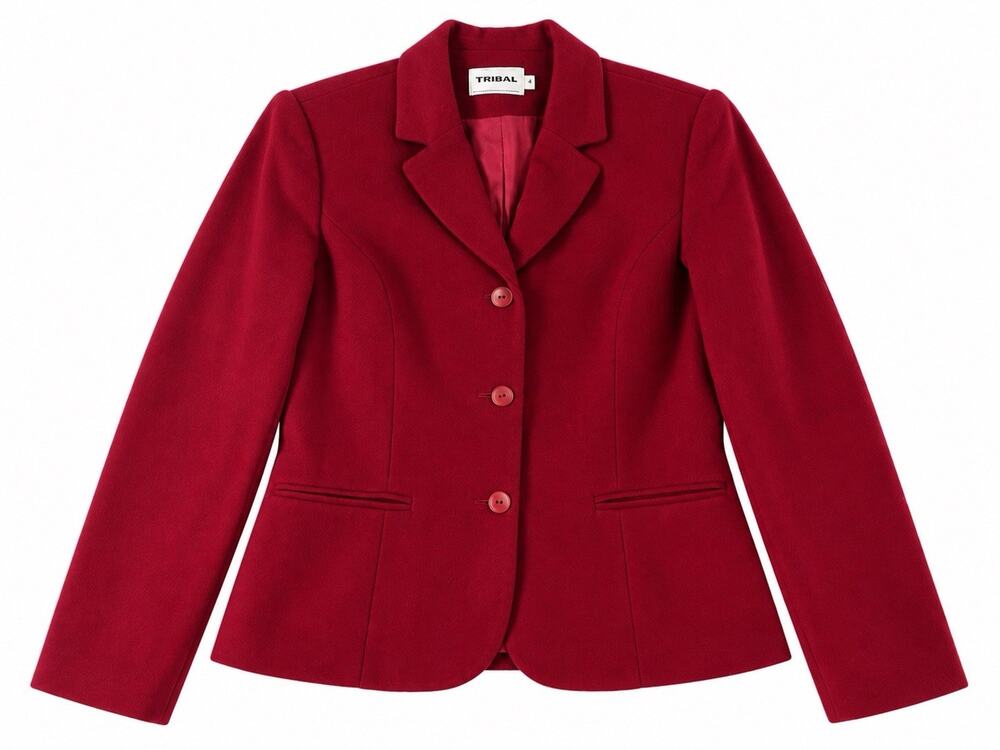 Tribal Red Long Sleeves Short Blazer To Front Pocket ￼